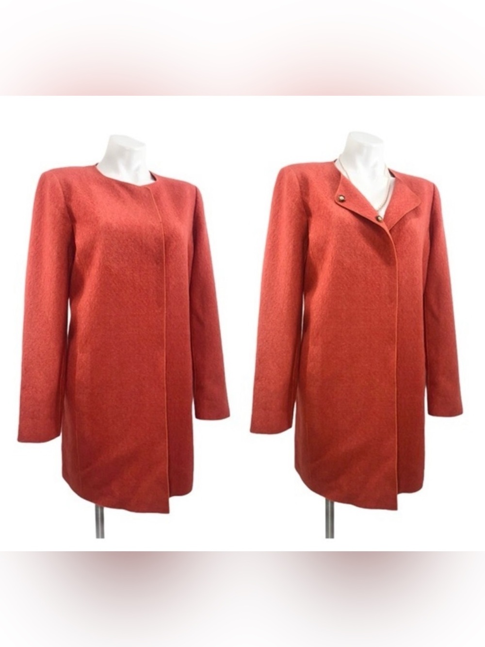 Worth Burnt Orange Wool-Blend Pea Coat